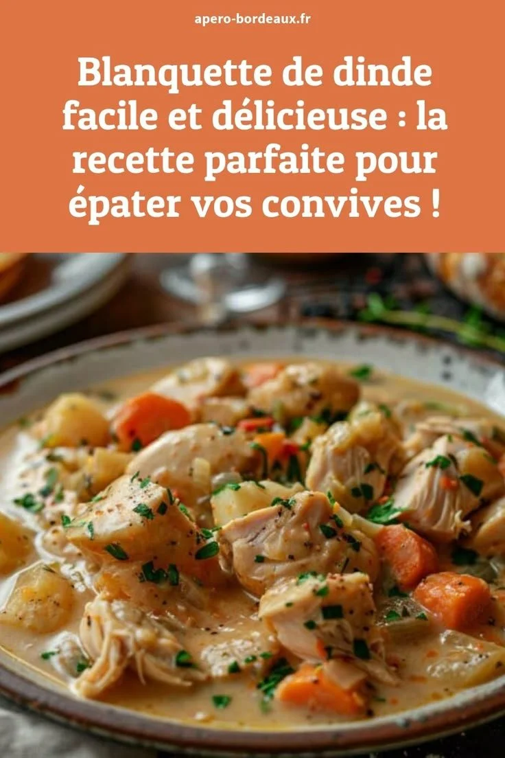 Blanquette de dinde facile et délicieuse servie dans une assiette élégante.