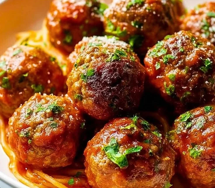 Boulettes de viande italiennes savoureuses et appétissantes prêtes à servir.