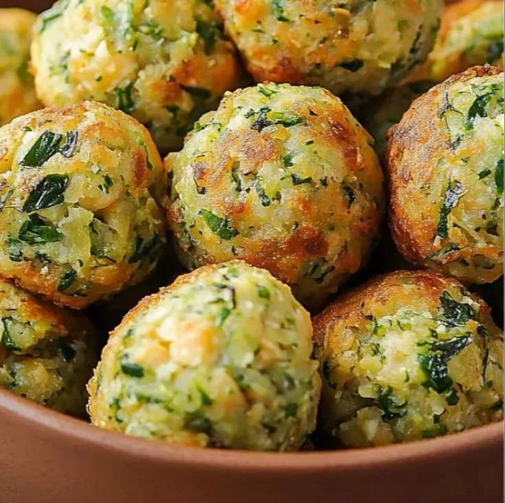 Boulettes de pois chiches et courgettes dorées dans une poêle
