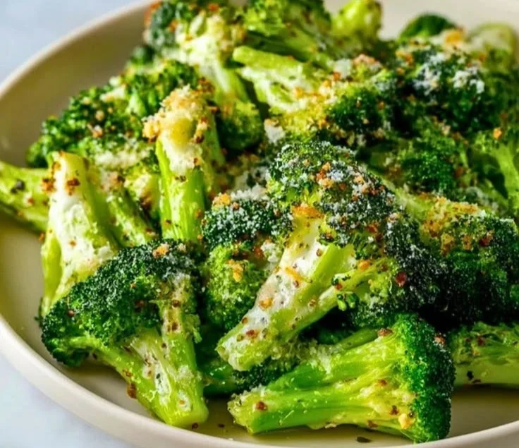 Plat de brocoli à la crème avec parmesan et ail