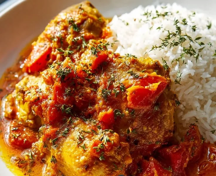 Recette facile de cari poulet réunionnais avec épices et légumes.