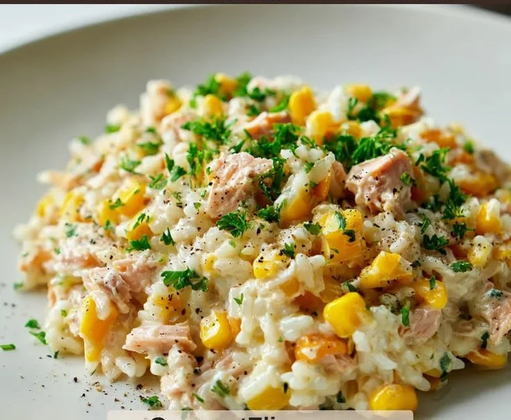 Recette de salade de riz crémeuse servie dans un bol
