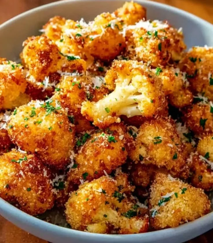 Chou-fleur rôti croustillant au parmesan sur une assiette
