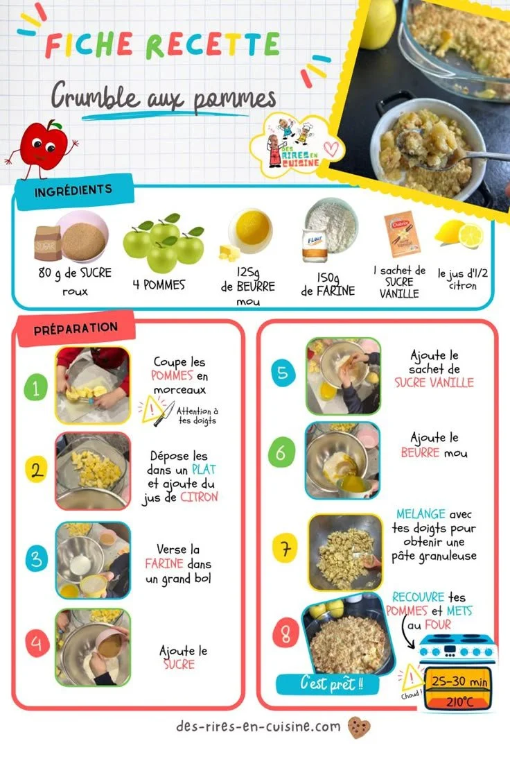 Crumble aux pommes facile et savoureux sorti du four, prêt à être dégusté.