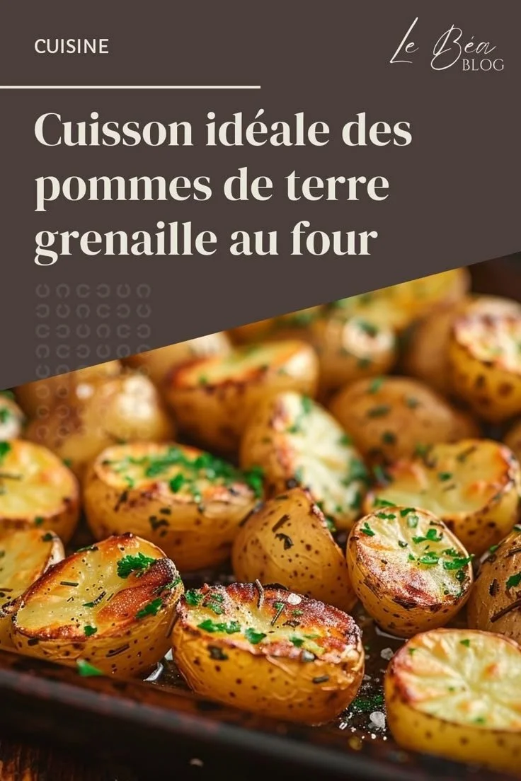 Pommes de terre grenaille cuisinées au four, dorées et croustillantes.