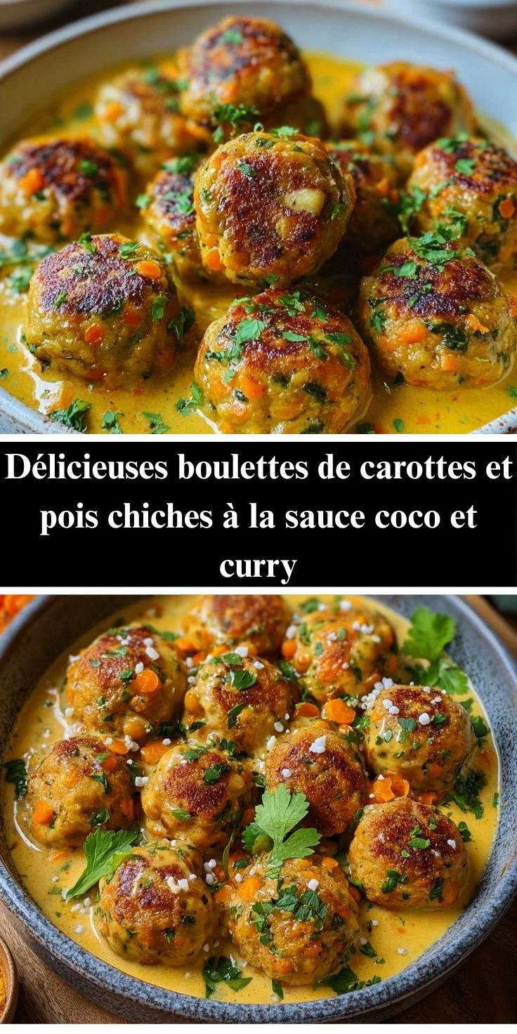 Boulettes de carottes et pois chiches à la sauce coco et curry