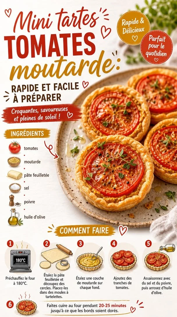 Mini tartes tomates moutarde, apéritif d'été frais et savoureux