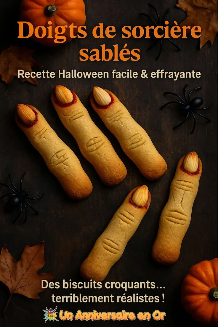 Doigts de sorcière sablés pour Halloween sur une assiette décorative