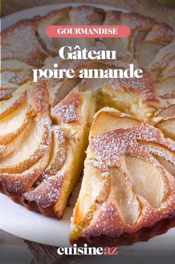 Gâteau poire amande savoureux et moelleux, parfait pour les amateurs de desserts fruités.