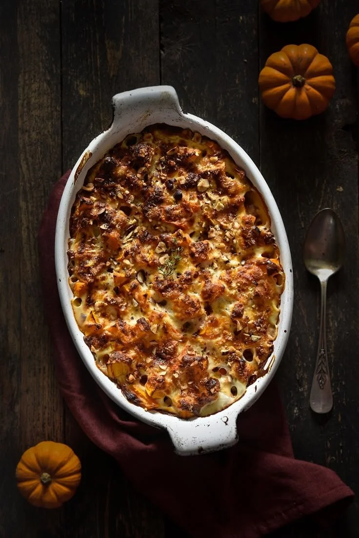Gratin de butternut avec châtaignes et noisettes, recette délicieuse