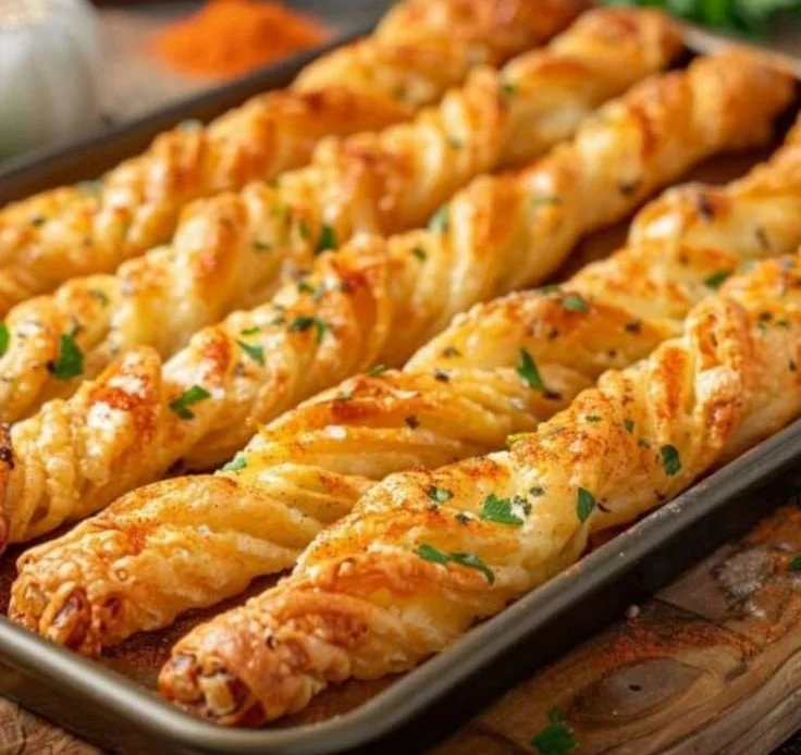 Paille de fromage croustillante préparée à l'airfryer, appétissante et dorée.