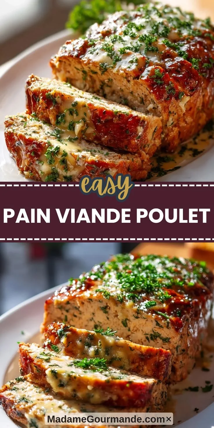 Recette de pain de viande au poulet, ail et parmesan simple et savoureuse