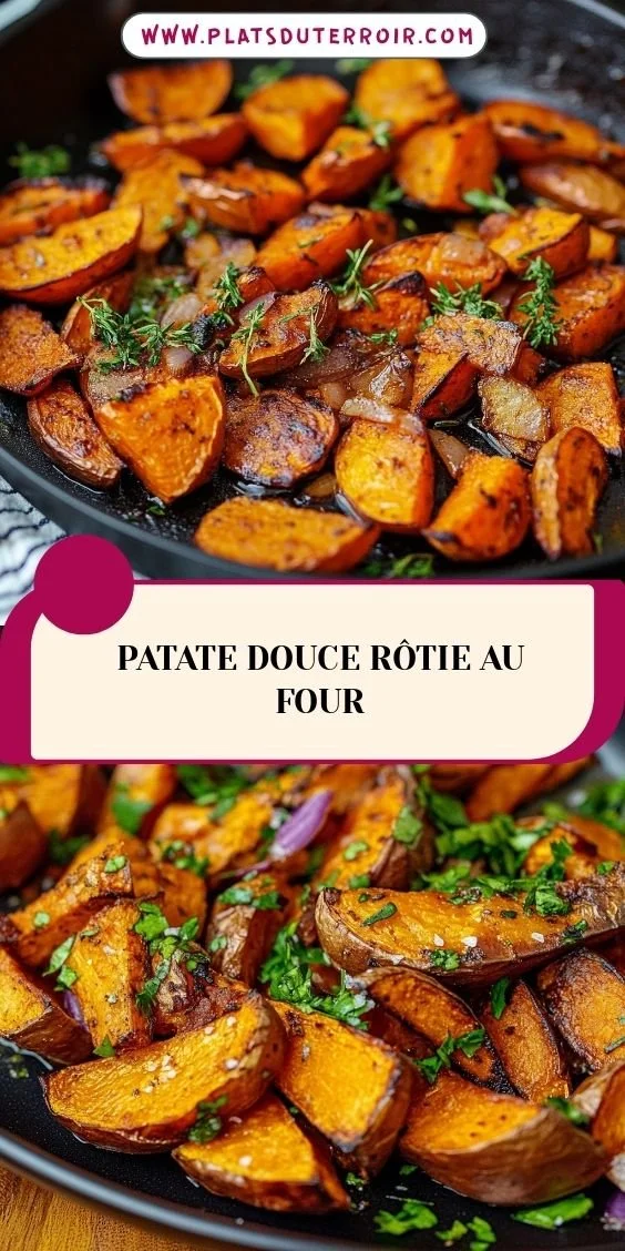 Patate douce rôtie au four dorée et appétissante