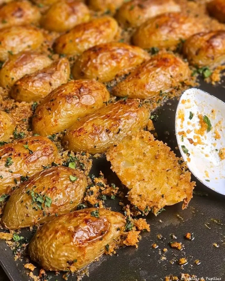 Pommes de terre croustillantes au Parmesan, recette réconfortante et facile à réaliser.