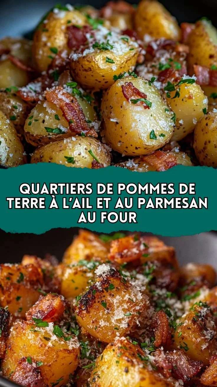 Quartiers de pommes de terre au four avec ail et parmesan doré