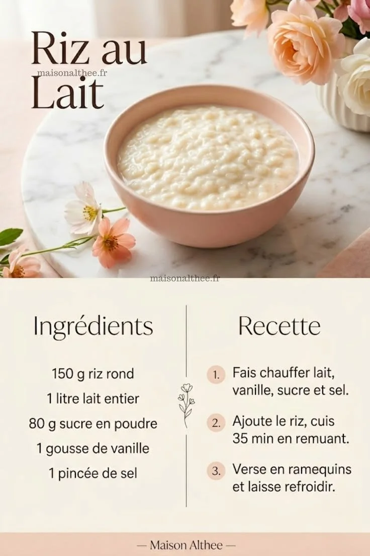 Riz au lait maison crémeux et réconfortant, parfait pour un dessert sucré