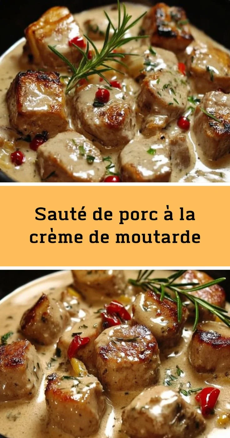 Sauté de porc à la crème de moutarde, plat savoureux et réconfortant