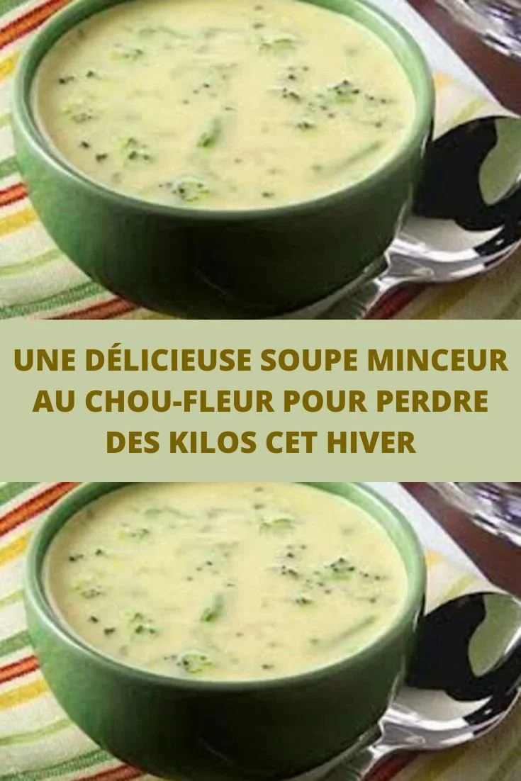 Soupe minceur au chou-fleur dans un bol, recette santé et légère.