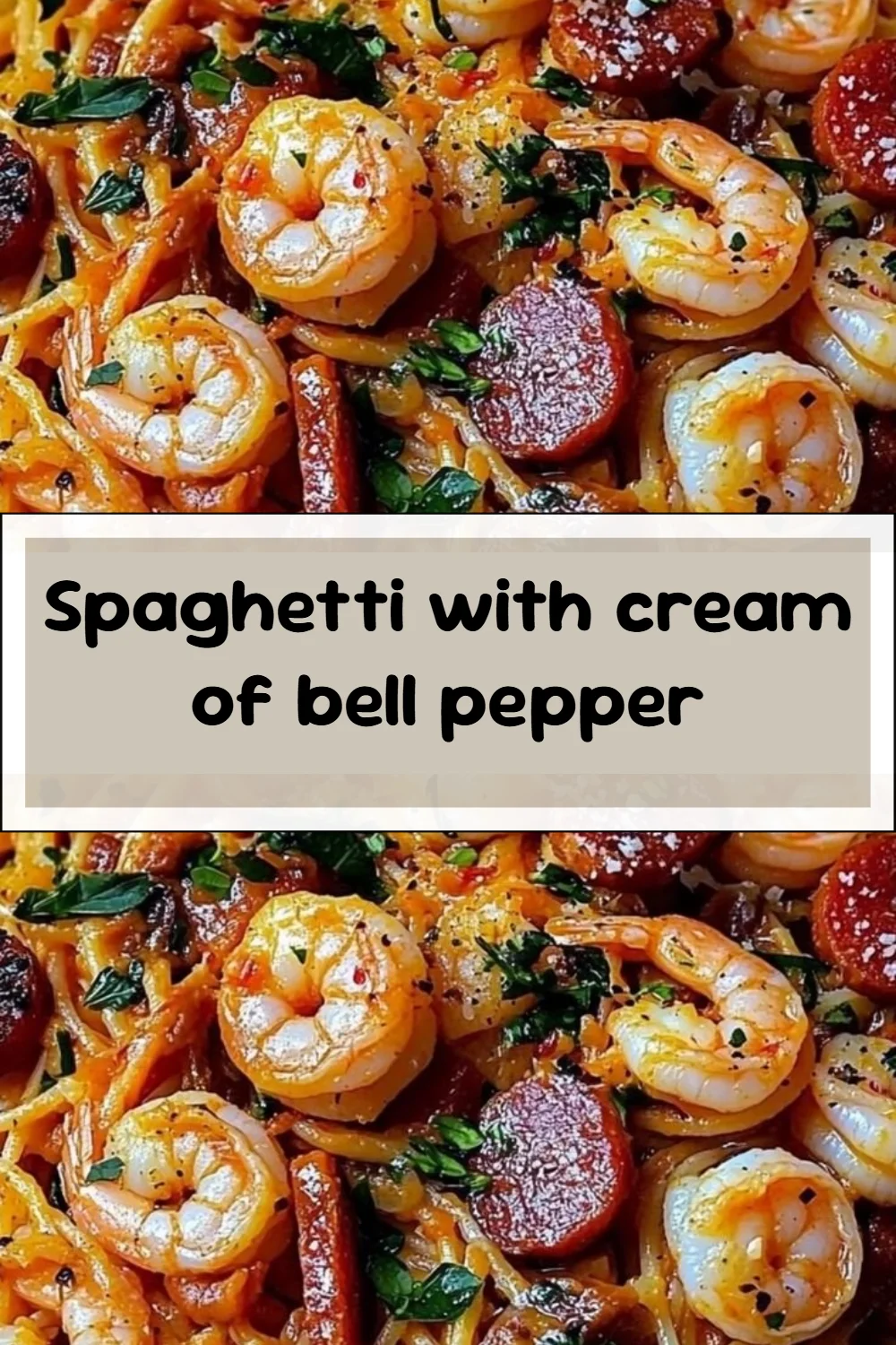 Spaghetti with cream of bell pepper