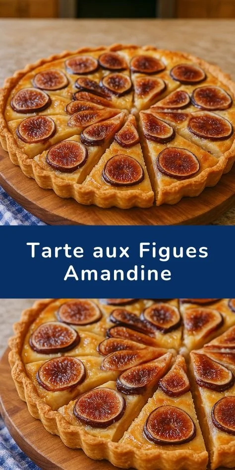 Tarte aux Figues Amandine avec une croûte dorée et des figues fraîches.