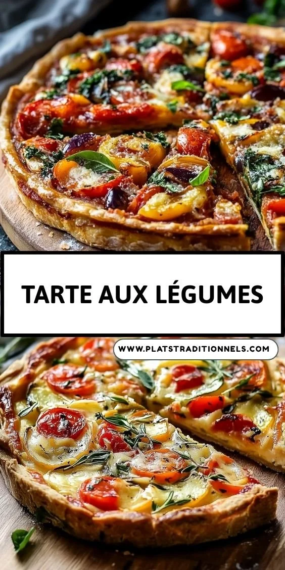 Tarte aux légumes fraîchement préparée avec des légumes colorés