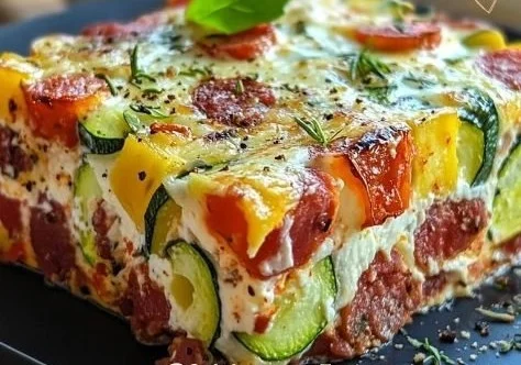 Terrine de courgettes au chorizo et feta, plat savoureux et raffiné