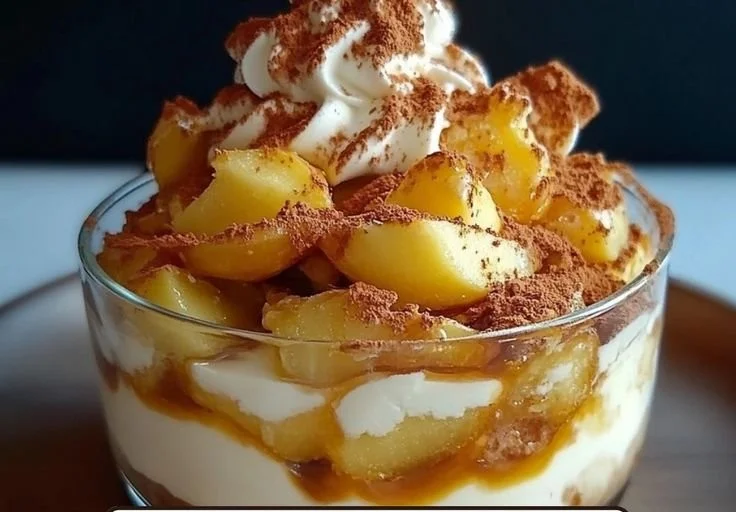 Tiramisu with Salted Butter Caramel and Sautéed Apples