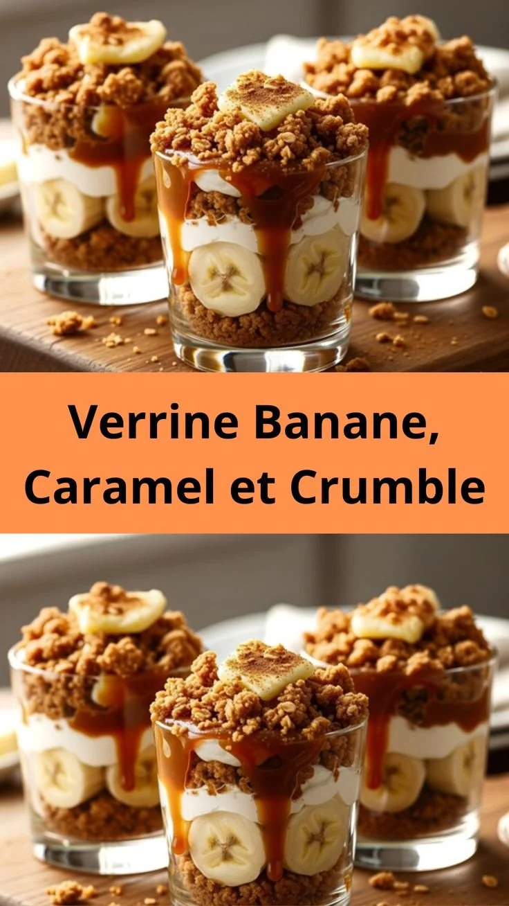 Verrine Banane avec Caramel et Crumble, un dessert exquis