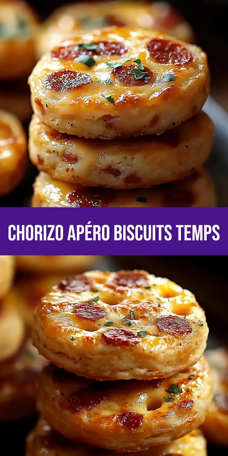 Biscuits apéro au chorizo fraîchement cuits dans un plat.