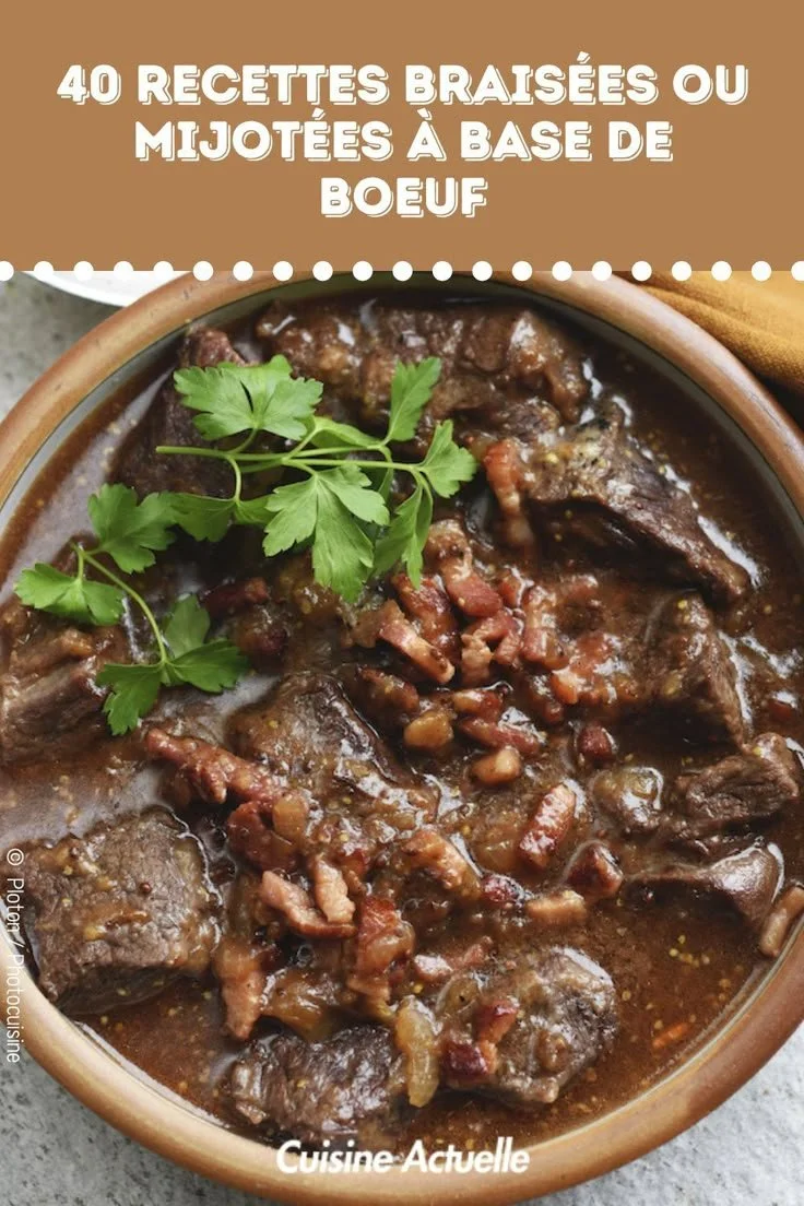 Recettes de boeuf braisées et mijotées, plat savoureux et réconfortant.