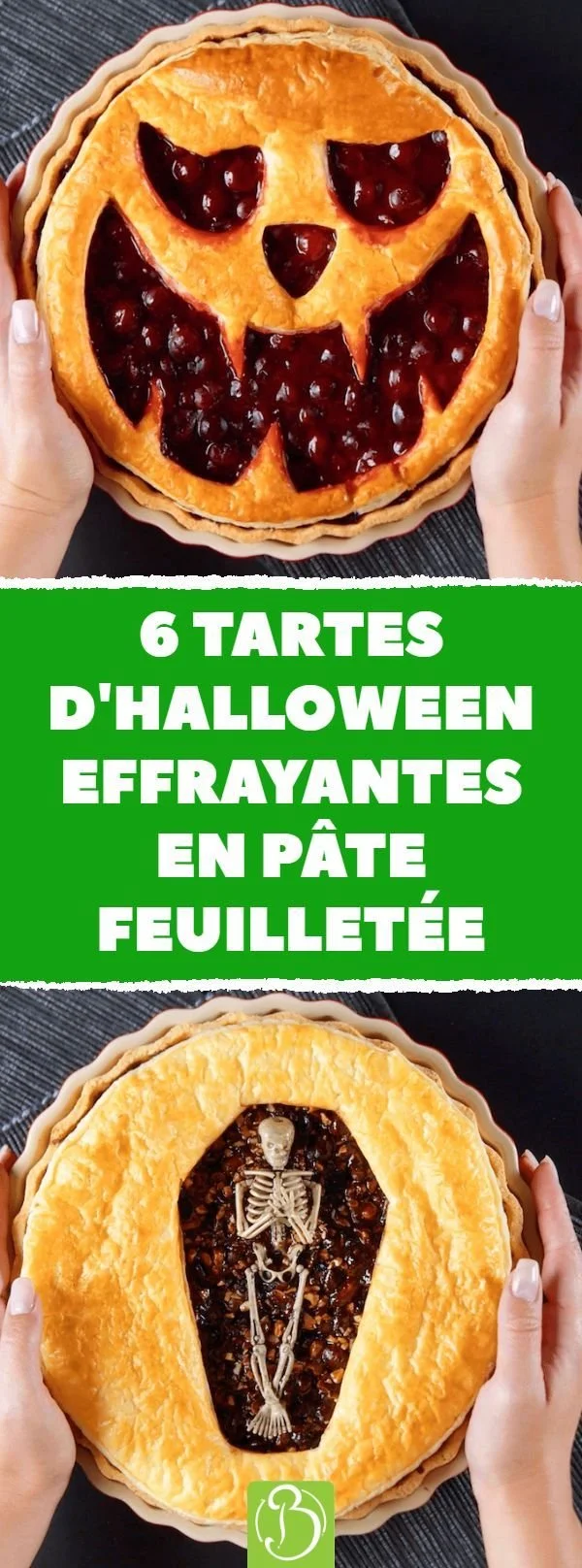 6 tartes d'Halloween effrayantes en pâte feuilletée décorées