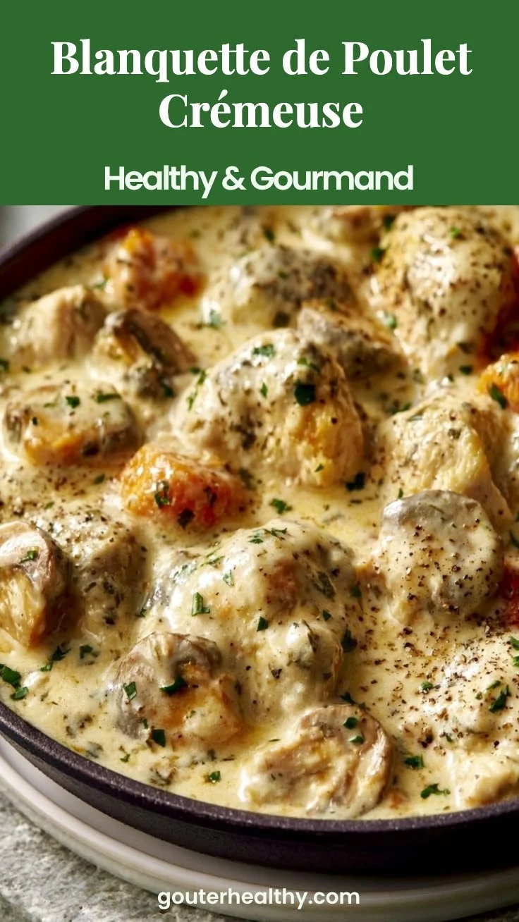 Blanquette de Poulet traditionnelle crémeuse servie avec des légumes frais