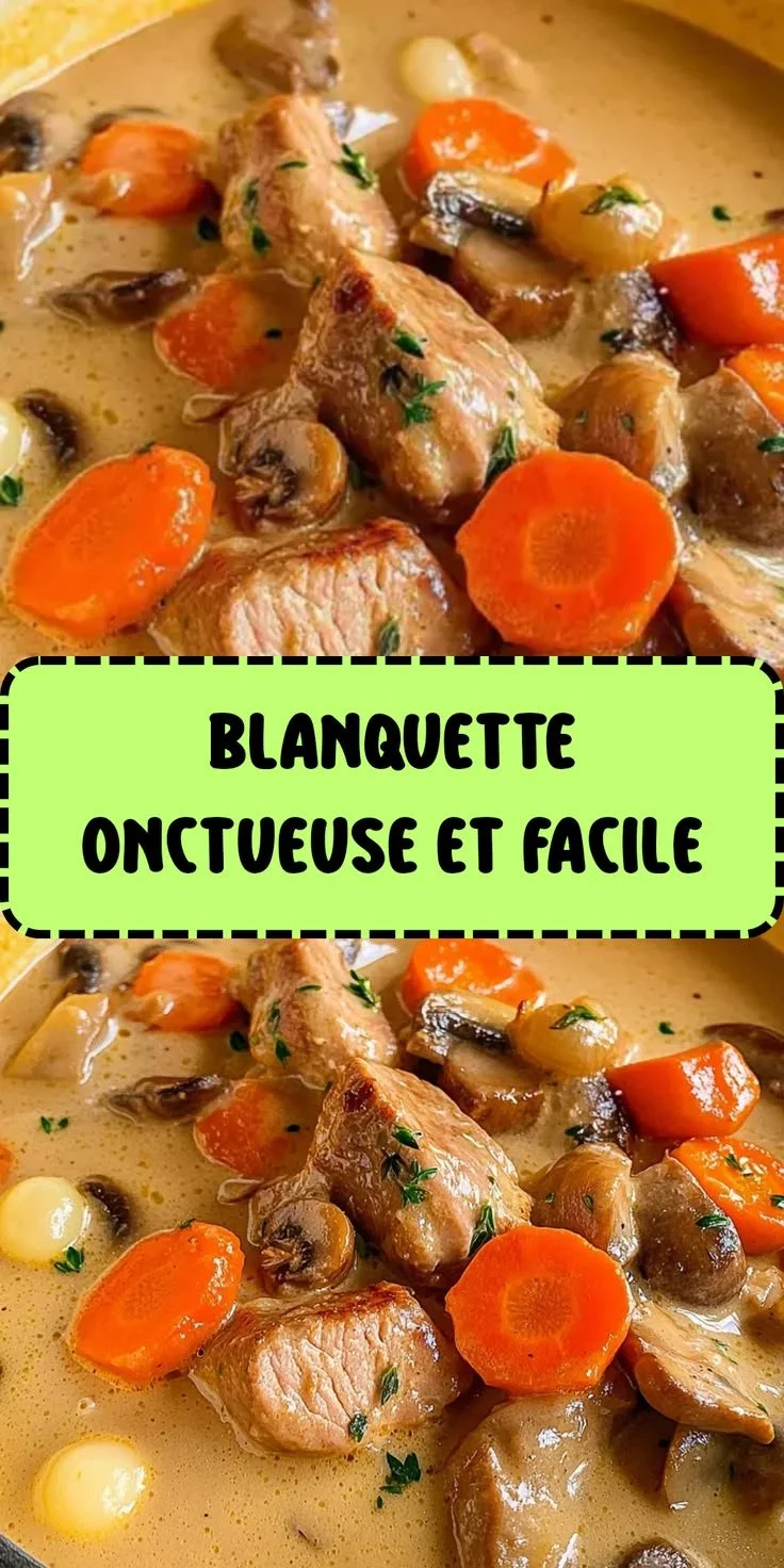 Blanquette de veau à l’ancienne sans alcool, plat onctueux et savoureux.