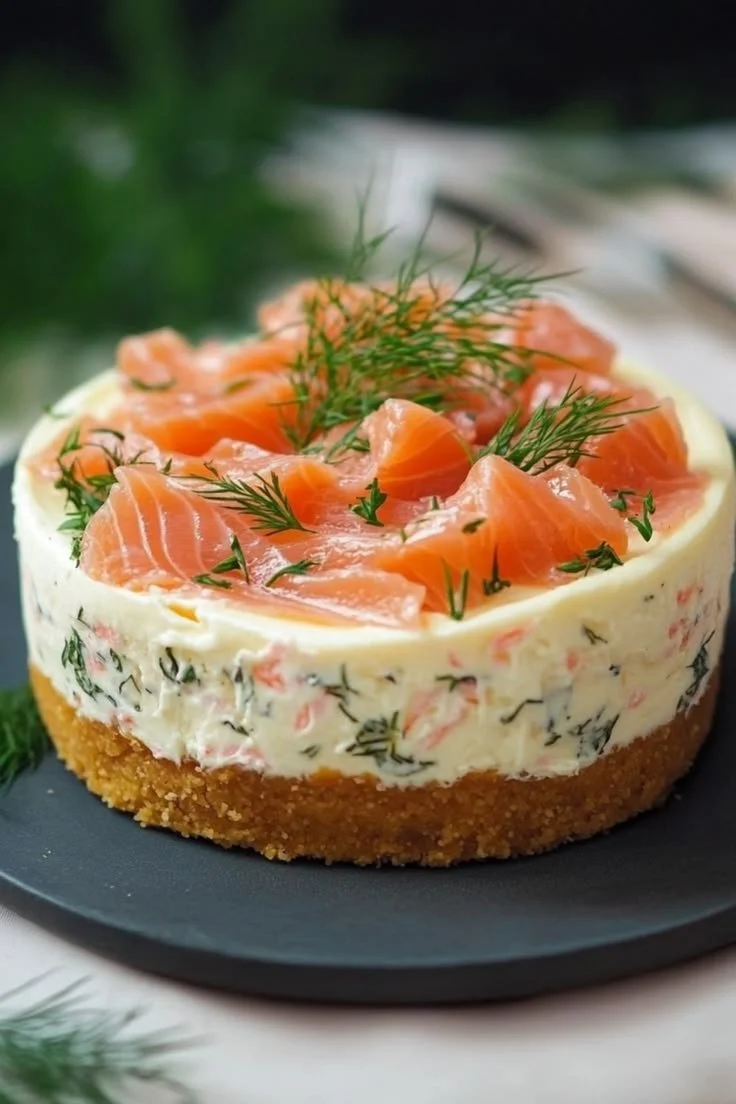 Cheesecake au saumon fumé, une entrée délicate et savoureuse.