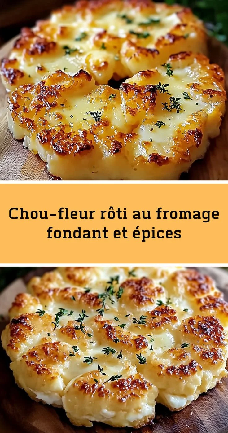 Chou-fleur rôti au fromage fondant et épices, plat savoureux et facile à préparer