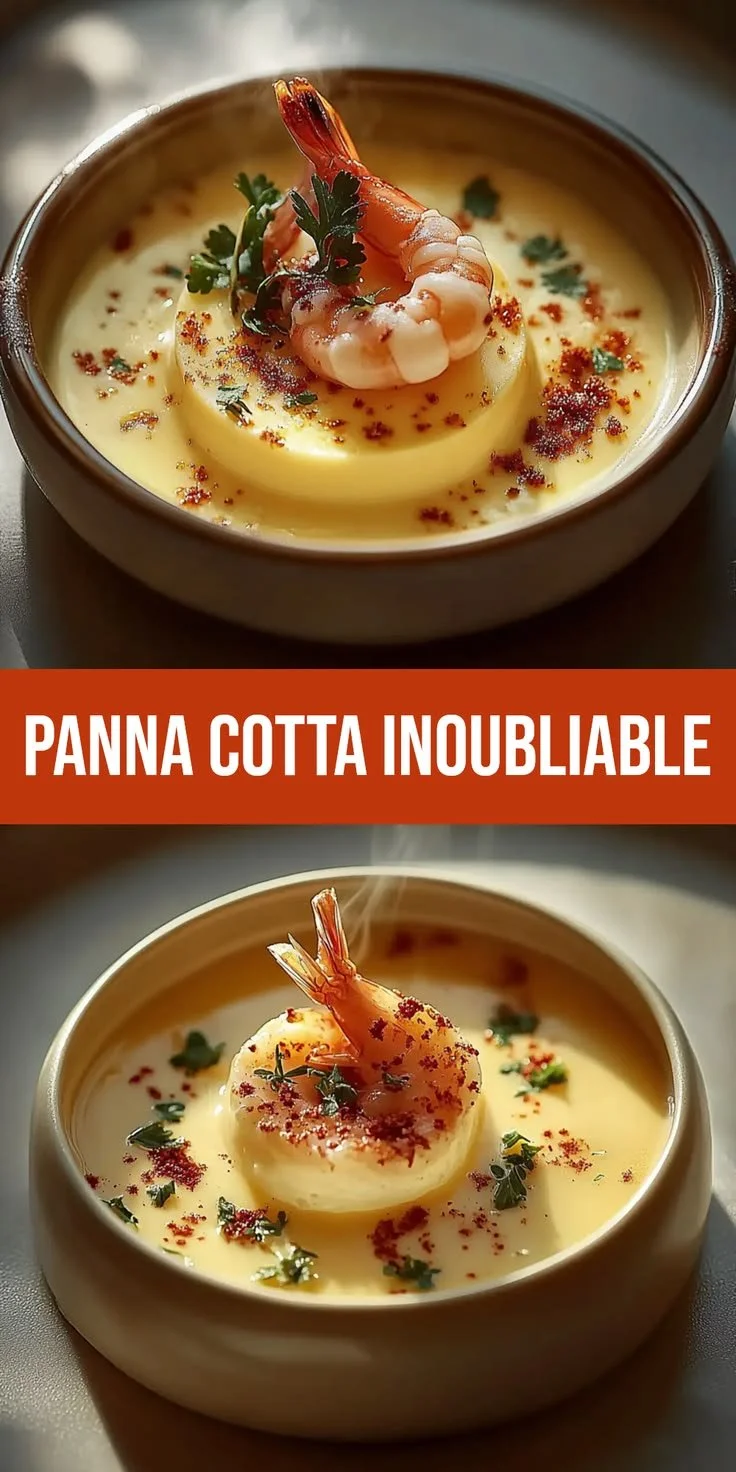Délicieuse panna cotta servie avec des fruits frais et une sauce caramel.