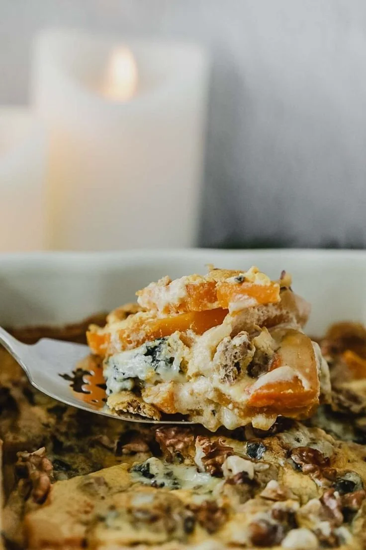 Gratin de butternut au fourme d'Ambert et noix, plat végétal savoureux