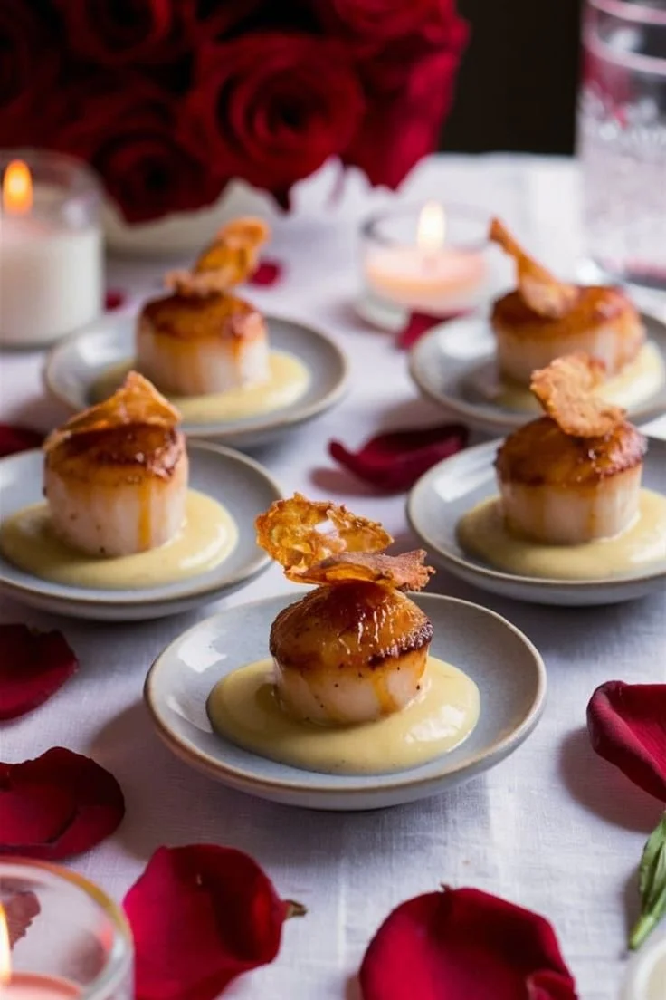 Bouchées de Saint-Jacques en crème de safran pour un apéro gastronomique