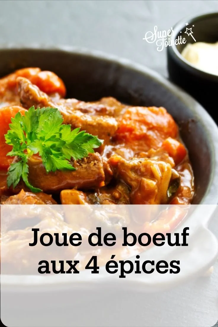 Joue de boeuf aux 4 épices, plat savoureux et réconfortant.