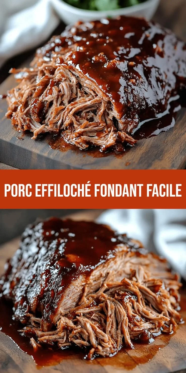 Porc effiloché fondant servi avec garnitures savoureuses
