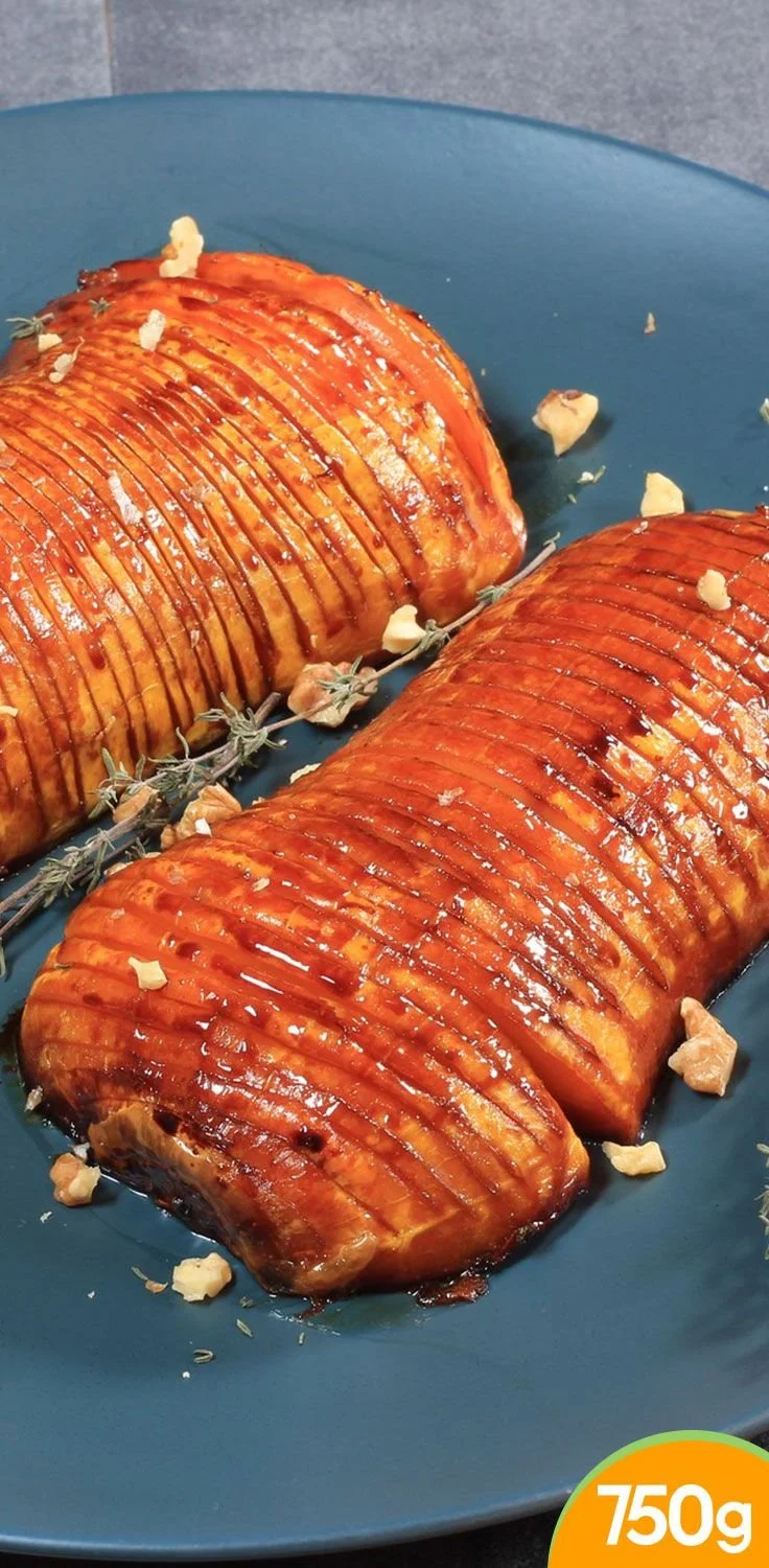 Courge butternut rôtie au four façon hasselback