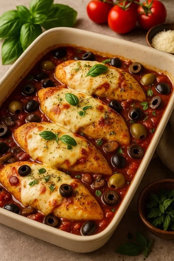 Filet de poulet à l’italienne garni de légumes savoureux et d'herbes aromatiques