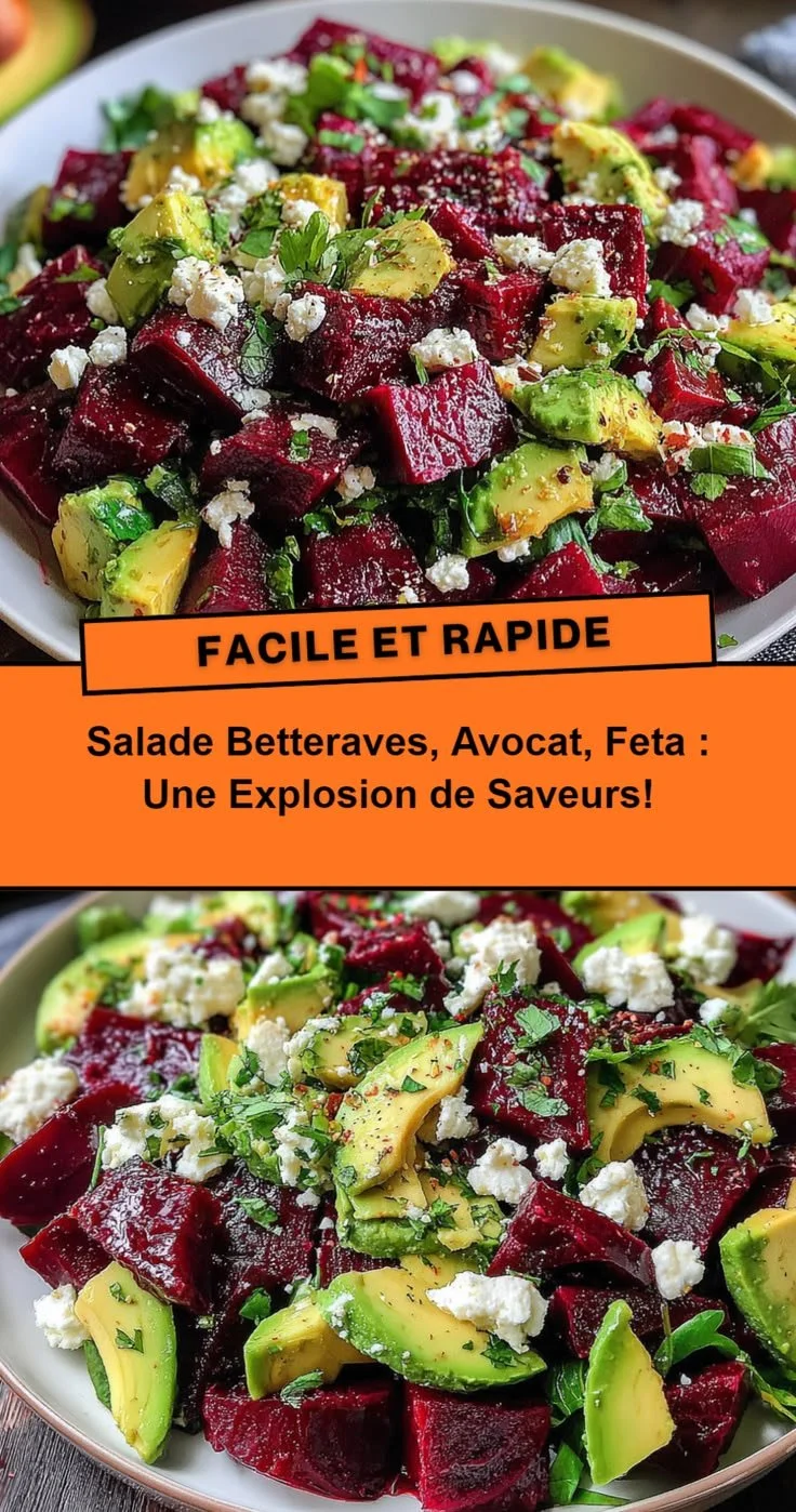 Salade betteraves avec avocat et feta, un plat frais et savoureux
