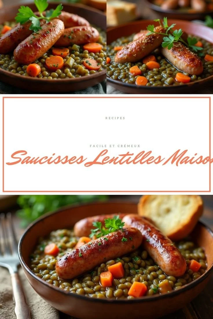Plat de Saucisses Lentilles savoureux dans une assiette