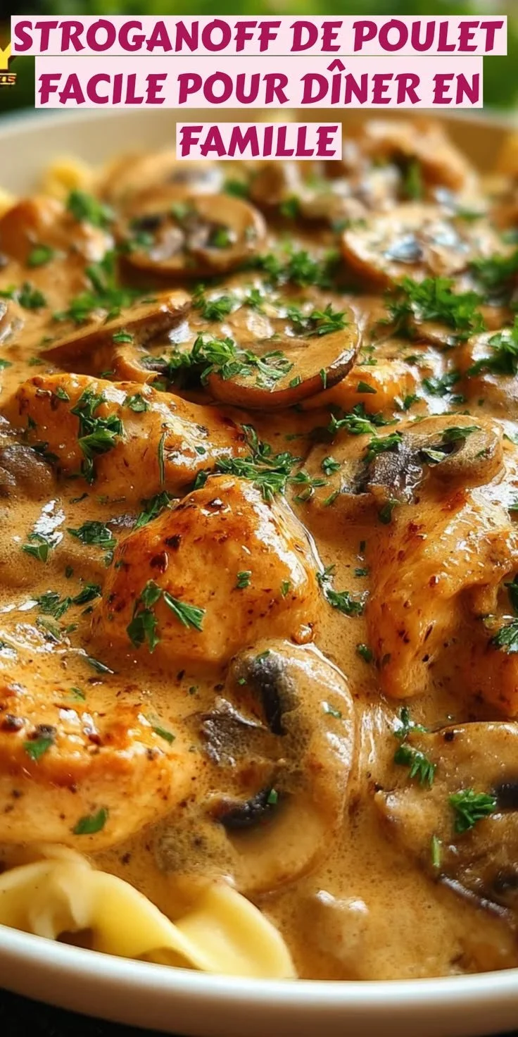 Stroganoff de Poulet facile et rapide à préparer pour un dîner en famille