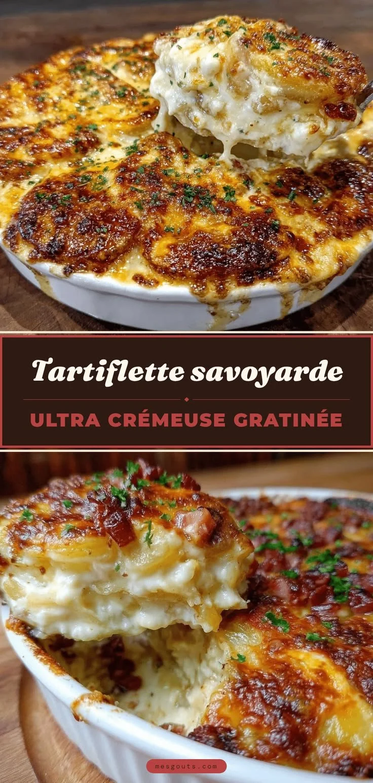 Plat de tartiflette savoyarde ultra-crémeuse au reblochon gratinée